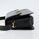 CELINE Horse Carriage Shoulder Bag Leather Black Gold Auth fm4892-5
