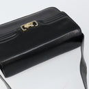 CELINE Horse Carriage Shoulder Bag Leather Black Gold Auth fm4892-6
