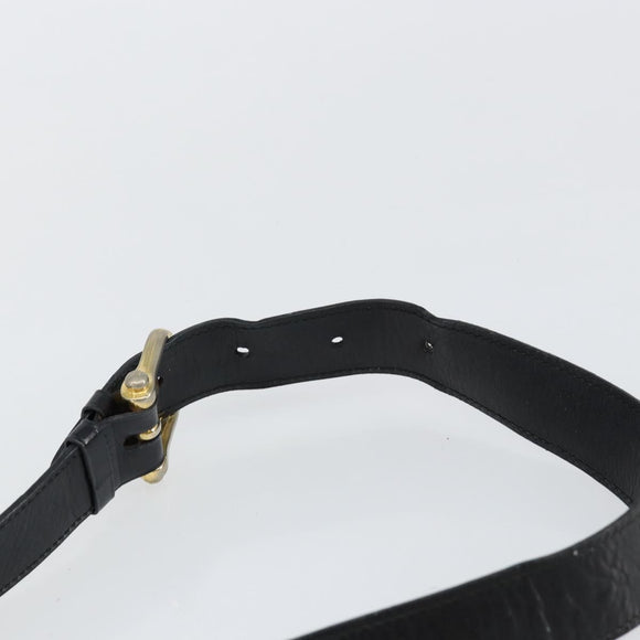 CELINE Horse Carriage Shoulder Bag Leather Black Gold Auth fm4892