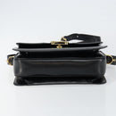 CELINE Horse Carriage Shoulder Bag Leather Black Gold Auth fm4892-9