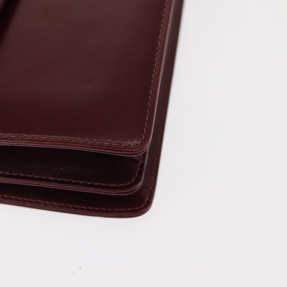 GUCCI Chain Shoulder Bag Leather Bordeaux Gold Auth fm4893