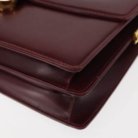 GUCCI Chain Shoulder Bag Leather Bordeaux Gold Auth fm4893