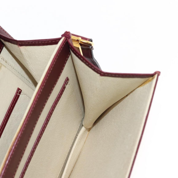 GUCCI Chain Shoulder Bag Leather Bordeaux Gold Auth fm4893