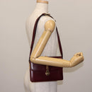 GUCCI Chain Shoulder Bag Leather Bordeaux Gold Auth fm4893-24