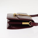 GUCCI Chain Shoulder Bag Leather Bordeaux Gold Auth fm4893-3
