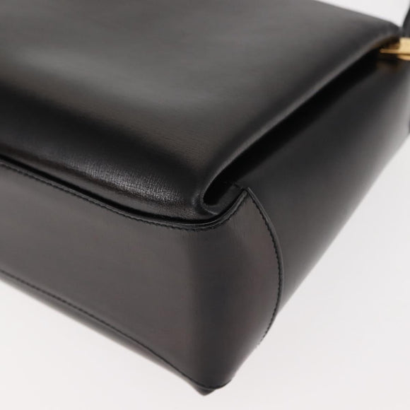 GUCCI Interlocking Hand Bag Leather Black Gold Auth fm4894