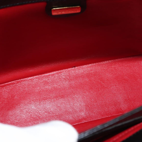 GUCCI Interlocking Hand Bag Leather Black Gold Auth fm4894