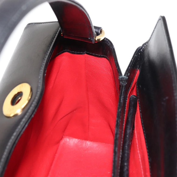 GUCCI Interlocking Hand Bag Leather Black Gold Auth fm4894