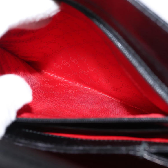 GUCCI Interlocking Hand Bag Leather Black Gold Auth fm4894