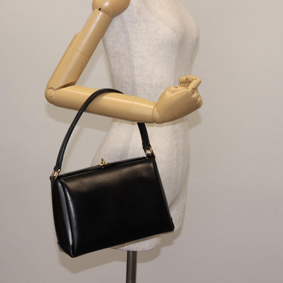 GUCCI Interlocking Hand Bag Leather Black Gold Auth fm4894