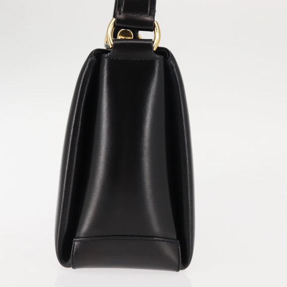 GUCCI Interlocking Hand Bag Leather Black Gold Auth fm4894