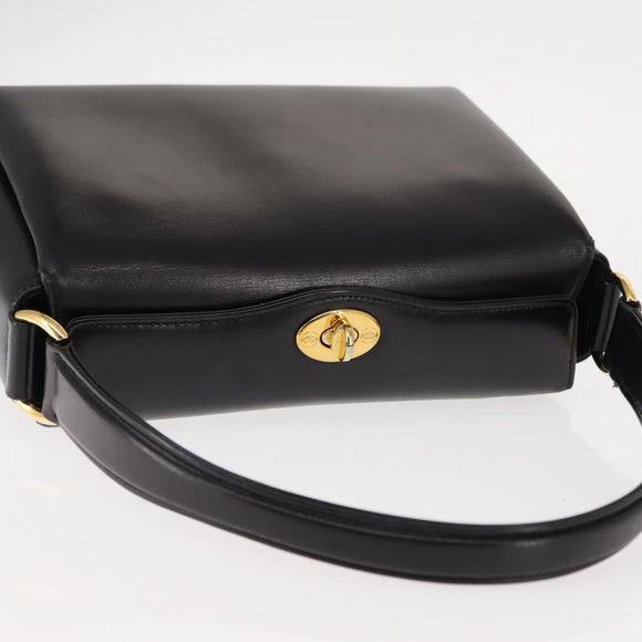 GUCCI Interlocking Hand Bag Leather Black Gold Auth fm4894