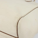 PRADA Tote Bag Leather White Gold Auth fm4895-10