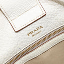 PRADA Tote Bag Leather White Gold Auth fm4895-15