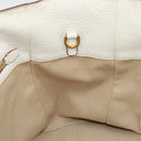 PRADA Tote Bag Leather White Gold Auth fm4895-17