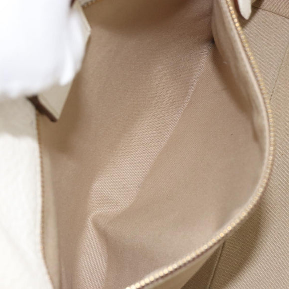 PRADA Tote Bag Leather White Gold Auth fm4895