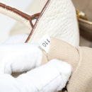 PRADA Tote Bag Leather White Gold Auth fm4895-21