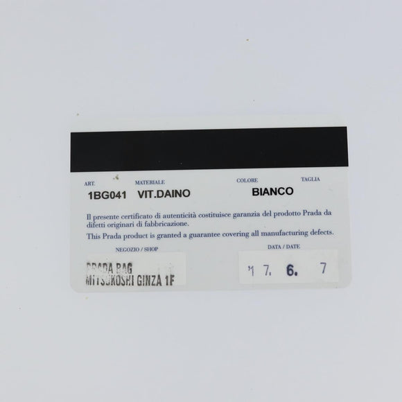 PRADA Tote Bag Leather White Gold Auth fm4895