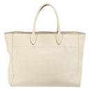 PRADA Tote Bag Leather White Gold Auth fm4895-3