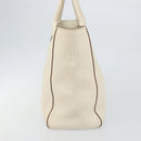 PRADA Tote Bag Leather White Gold Auth fm4895-4