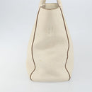 PRADA Tote Bag Leather White Gold Auth fm4895-5