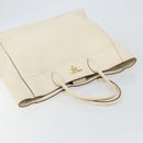 PRADA Tote Bag Leather White Gold Auth fm4895-6