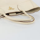 PRADA Tote Bag Leather White Gold Auth fm4895-7