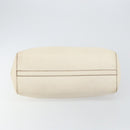 PRADA Tote Bag Leather White Gold Auth fm4895-9