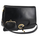 Christian Dior Shoulder Bag Leather Black Gold Auth fm4897-1
