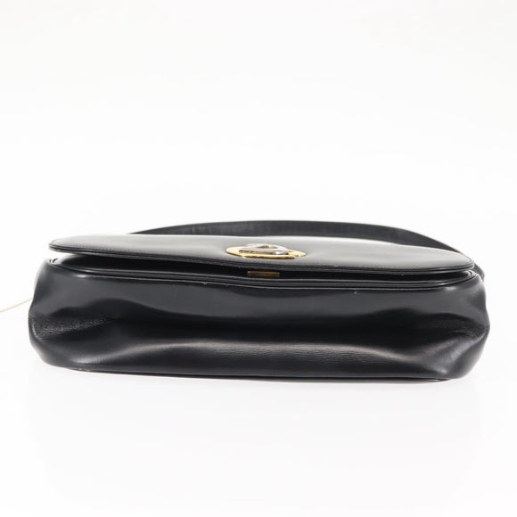 Christian Dior Shoulder Bag Leather Black Gold Auth fm4897