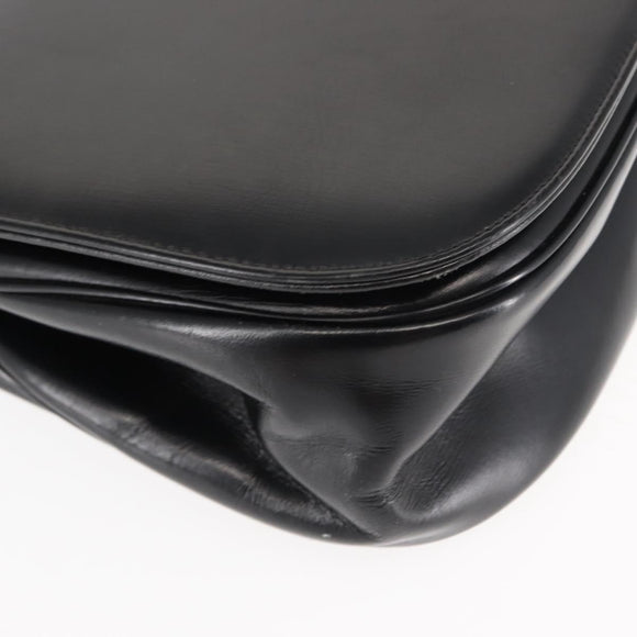 Christian Dior Shoulder Bag Leather Black Gold Auth fm4897