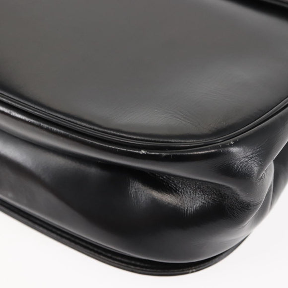 Christian Dior Shoulder Bag Leather Black Gold Auth fm4897