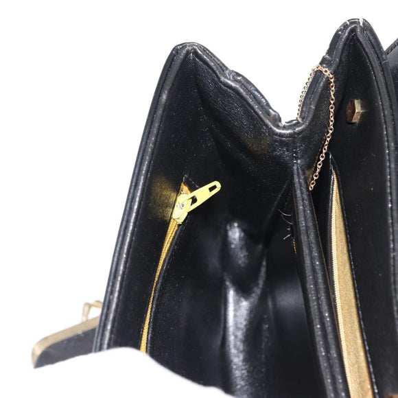 Christian Dior Shoulder Bag Leather Black Gold Auth fm4897