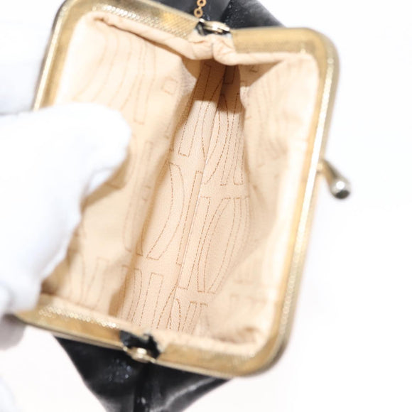 Christian Dior Shoulder Bag Leather Black Gold Auth fm4897