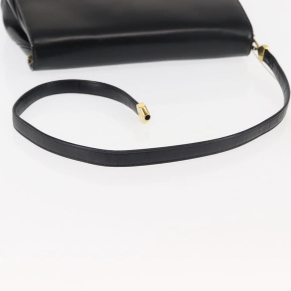 Christian Dior Shoulder Bag Leather Black Gold Auth fm4897