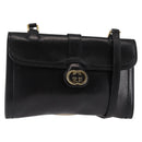 GUCCI Interlocking Shoulder Bag Leather Black Gold Auth fm4898-1