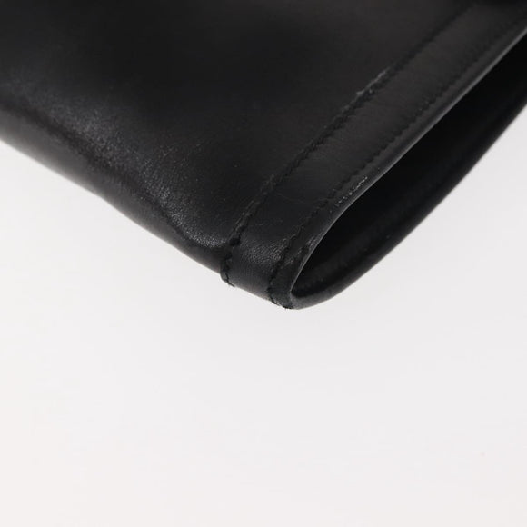 GUCCI Interlocking Shoulder Bag Leather Black Gold Auth fm4898