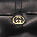 GUCCI Interlocking Shoulder Bag Leather Black Gold Auth fm4898-14