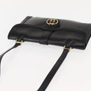 GUCCI Interlocking Shoulder Bag Leather Black Gold Auth fm4898-6