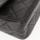 CHANEL Matelasse Shoulder Bag Lamb Skin Dark Brown Gold CC Auth fm4906-9