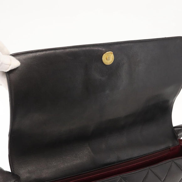 CHANEL Matelasse Shoulder Bag Lamb Skin Dark Brown Gold CC Auth fm4906