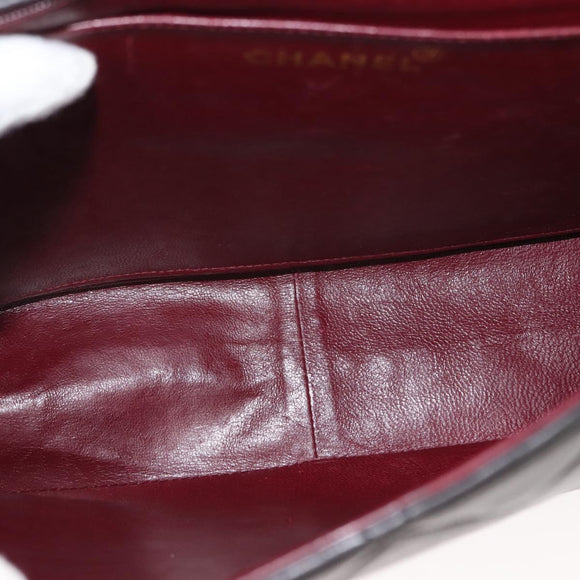 CHANEL Matelasse Shoulder Bag Lamb Skin Dark Brown Gold CC Auth fm4906