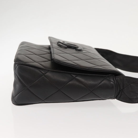 CHANEL Matelasse Shoulder Bag Lamb Skin Dark Brown Gold CC Auth fm4906