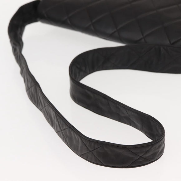 CHANEL Matelasse Shoulder Bag Lamb Skin Dark Brown Gold CC Auth fm4906