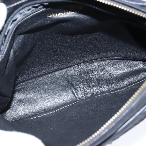 CHANEL Shoulder Bag Shoulder Bag Lamb Skin Black Gold CC Auth fm4907