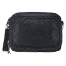 CHANEL Shoulder Bag Shoulder Bag Lamb Skin Black Gold CC Auth fm4907-2