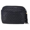 CHANEL Shoulder Bag Shoulder Bag Lamb Skin Black Gold CC Auth fm4907-3