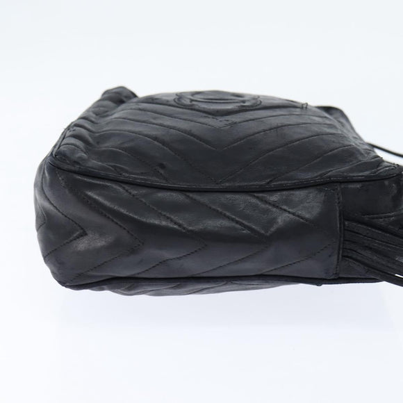 CHANEL Shoulder Bag Shoulder Bag Lamb Skin Black Gold CC Auth fm4907