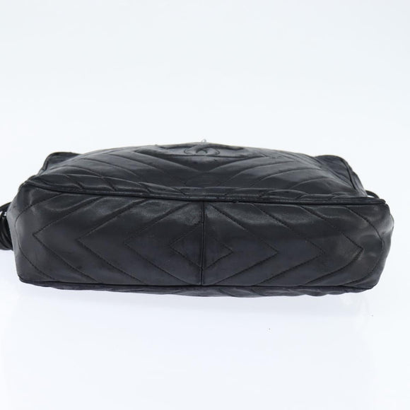 CHANEL Shoulder Bag Shoulder Bag Lamb Skin Black Gold CC Auth fm4907