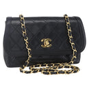CHANEL Shoulder Bag Shoulder Bag Lamb Skin Black Gold CC Auth fm4908V-1